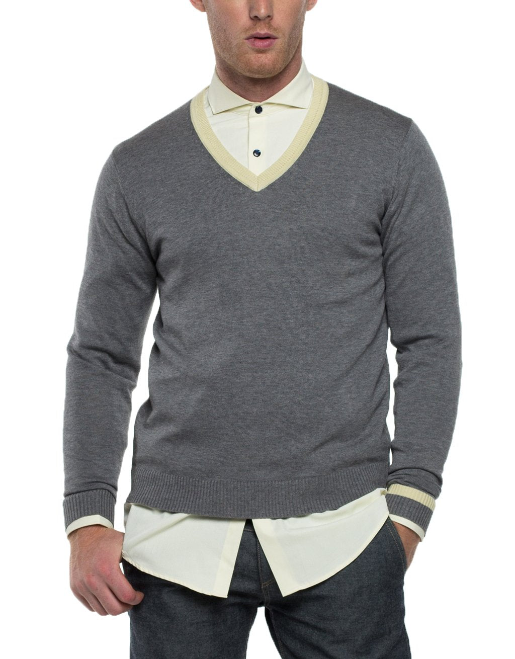 LED  Long Sleeve V-Neck Sweater